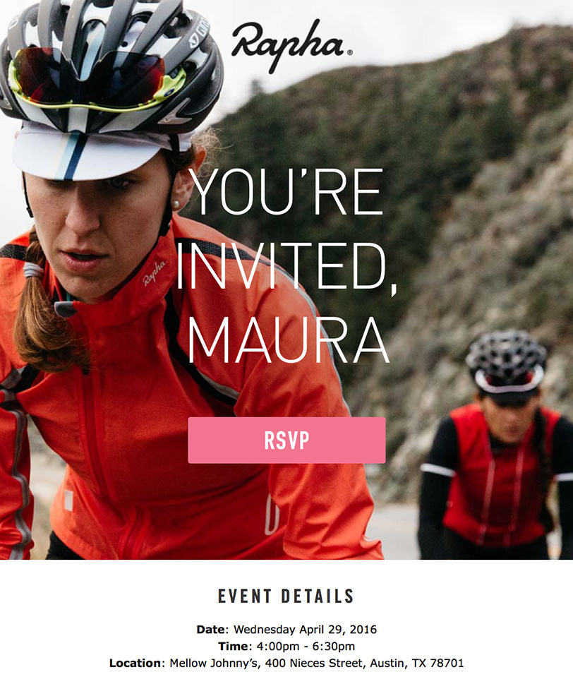 Email Marketing - Rapha Email Invites