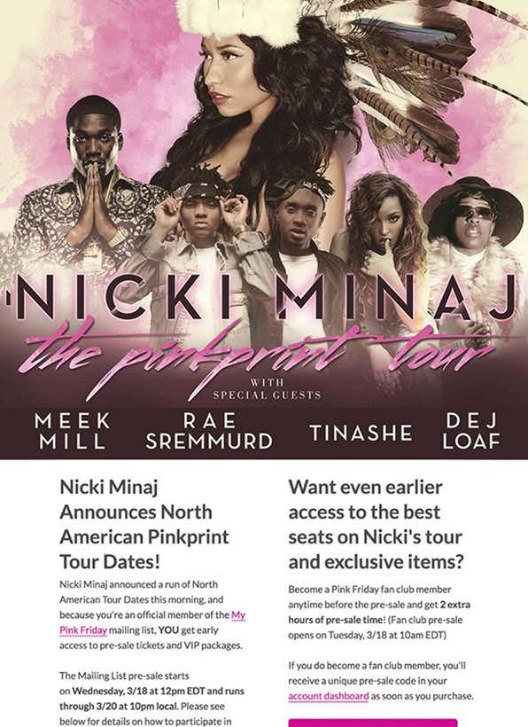 Nicki Minaj marketing email - Agencies