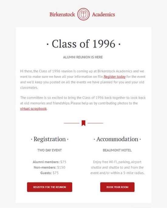 Birkenstock Academics Events Email Template