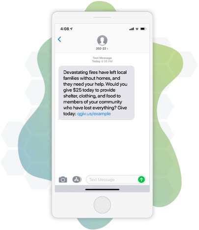 Qgiv example of SMS texting to fundraise