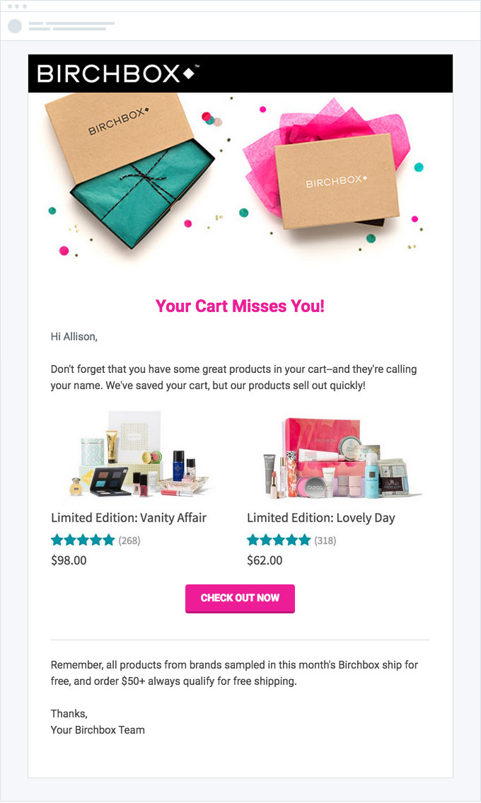 Birchbox - Shopping Cart Abandonment Email