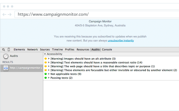 Accessibility audit in Chrome