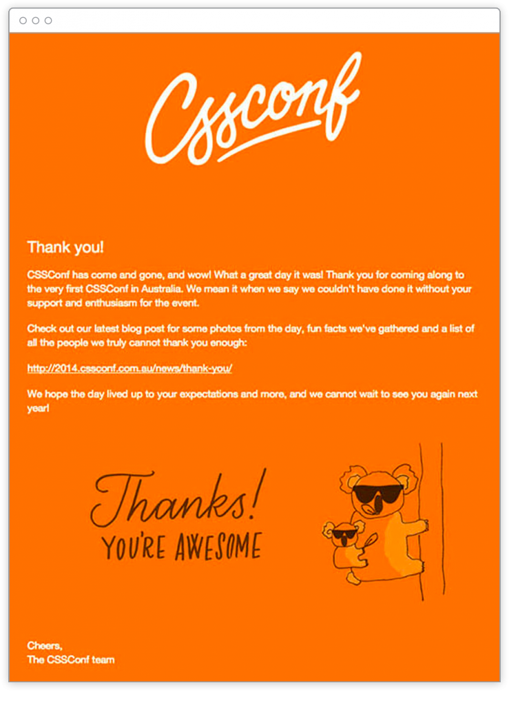 CSS Conference - Thank you email