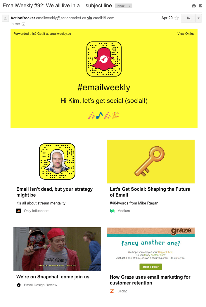 Action Rocket responsive email example